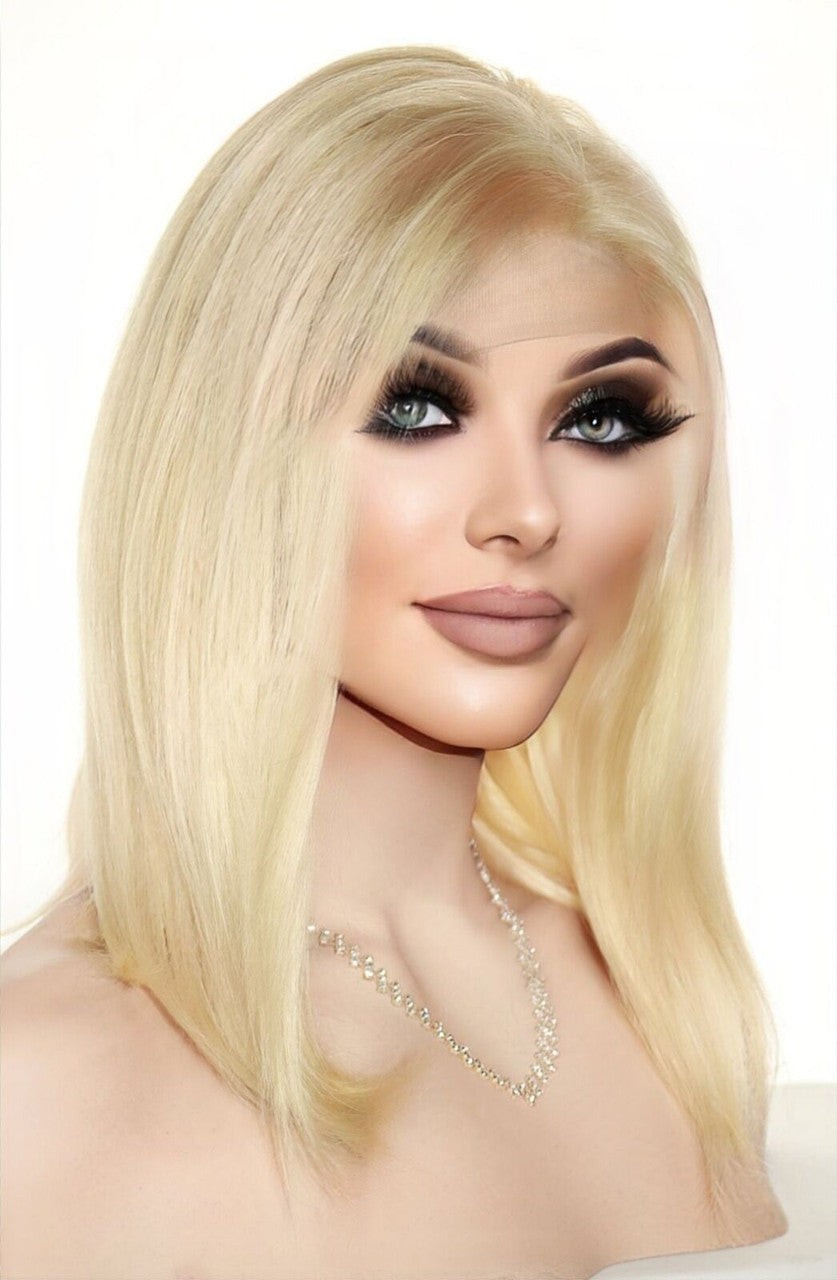 BRAZILIAN Remi Human Hair 4X4 Silk Base Lace Front GOLDEN BLOND 1378