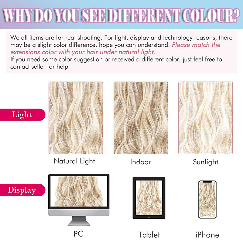 17~30 Inch Clip in Hair Extensions Natural Thick Wavy 5Clips Hairpieces Balayage