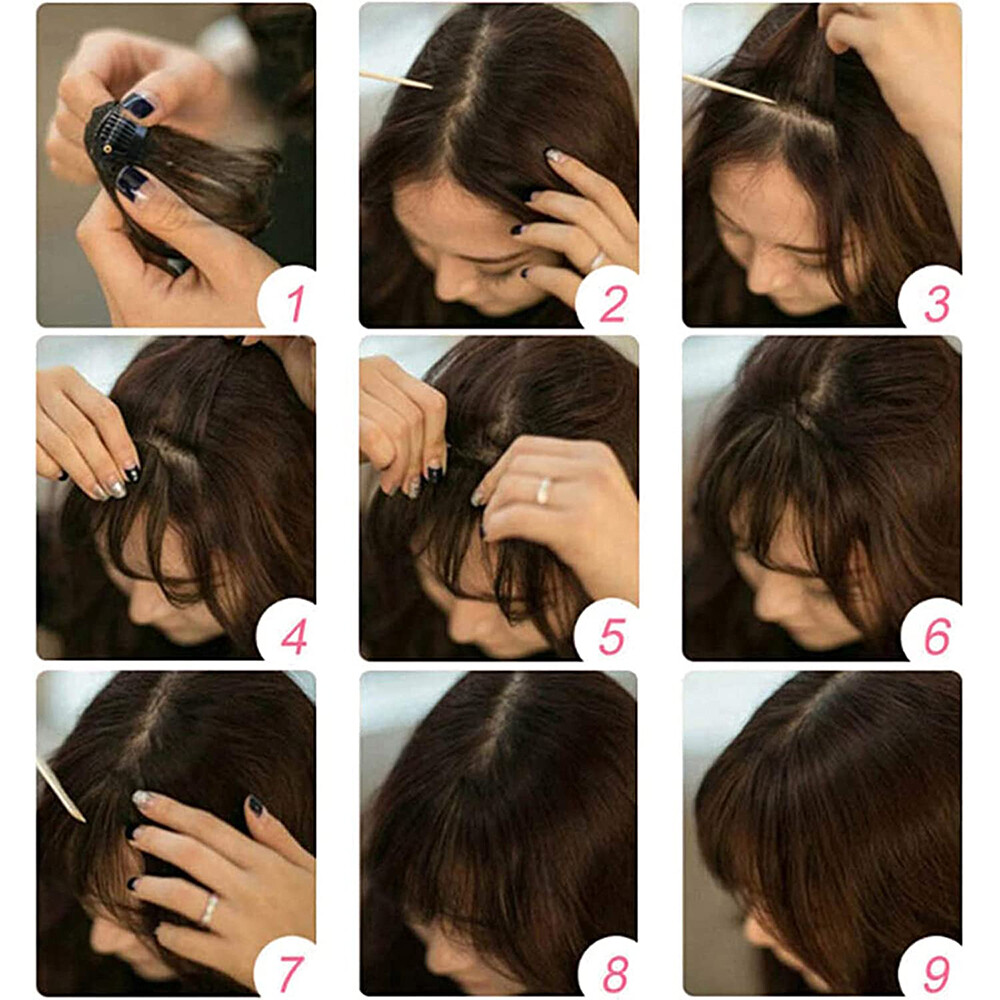 Clip In 100% Remy Air Thick Fringe Bangs Human Hair Extensions Hairpiece Topper