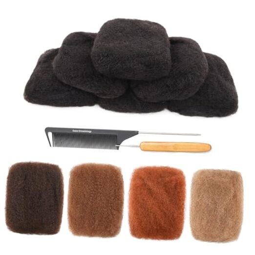 DAIXI 50 Gram Afro Kinkys Bulk Human Hair, Fluffy Soft Kinky Curly 20 Inch 1B
