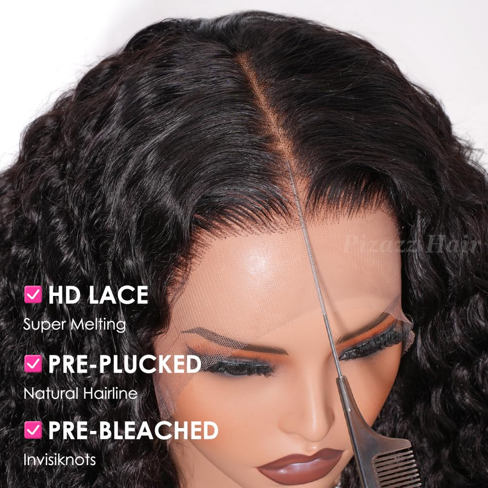 13X4 HD Transparent Lace Front Wigs Human Hair Pre Plucked Bleached Knots with B