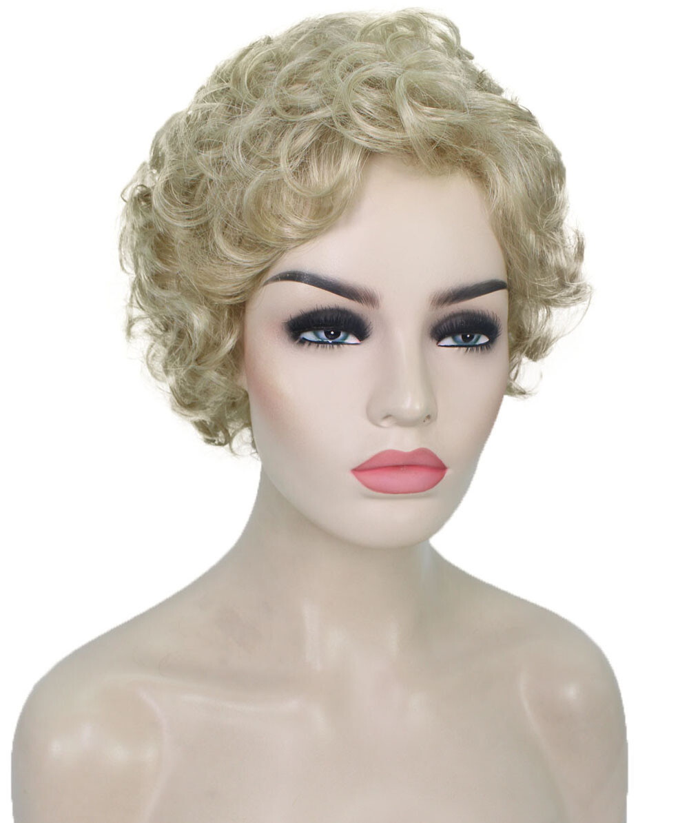 Monroe – Curly Kanekalon Synthetic Fiber Full Wig, 4 – 4.5 in, Light Blonde