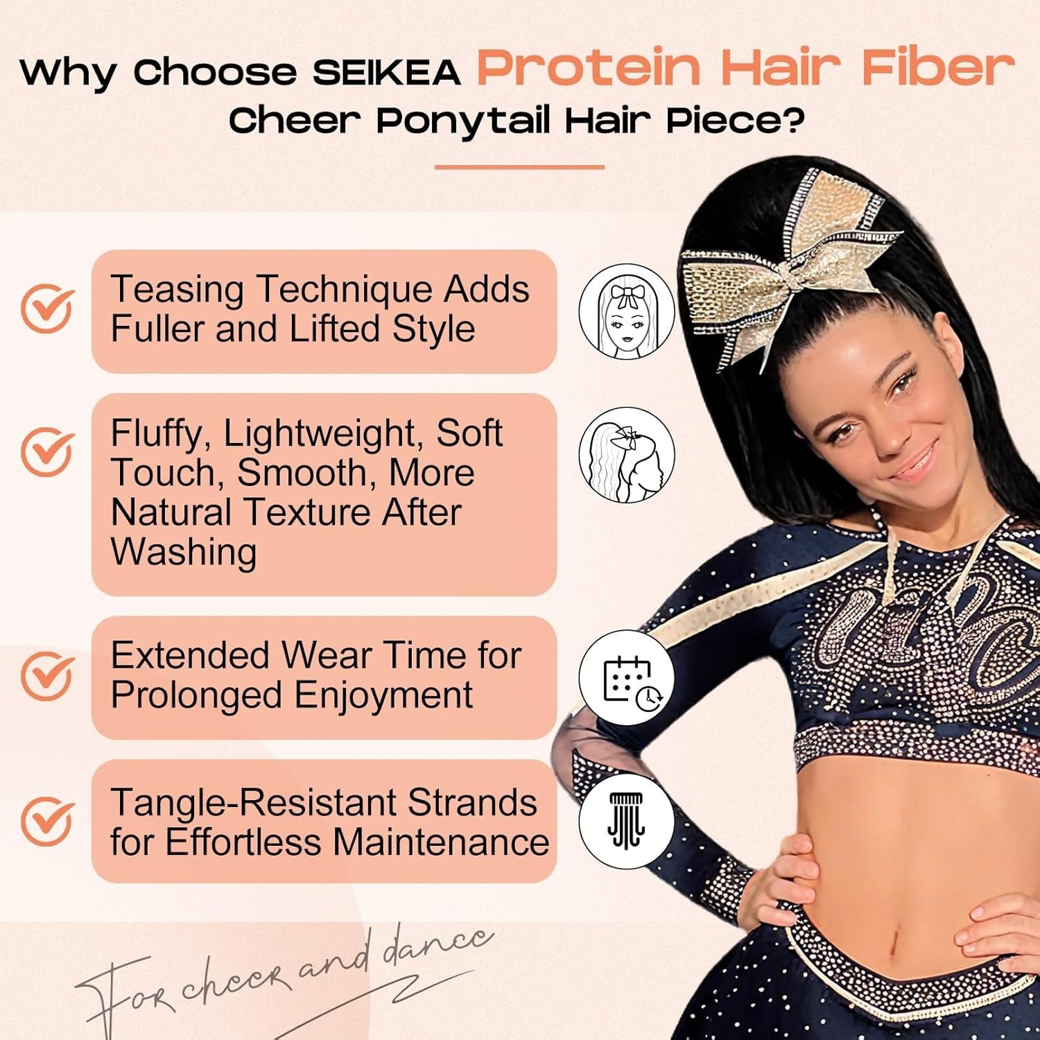 NEW Cheer Ponytail Hair Piece 100% Super Protein Fiber Straight S1-4