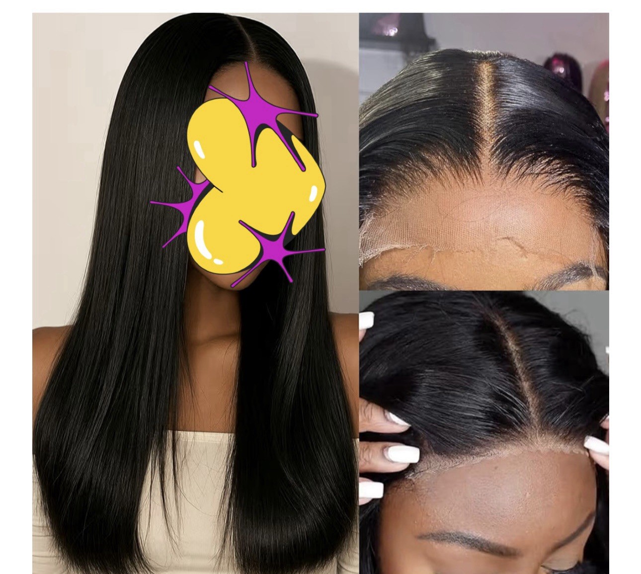 Women’s Lace Front Human Hair Wig Black Straight