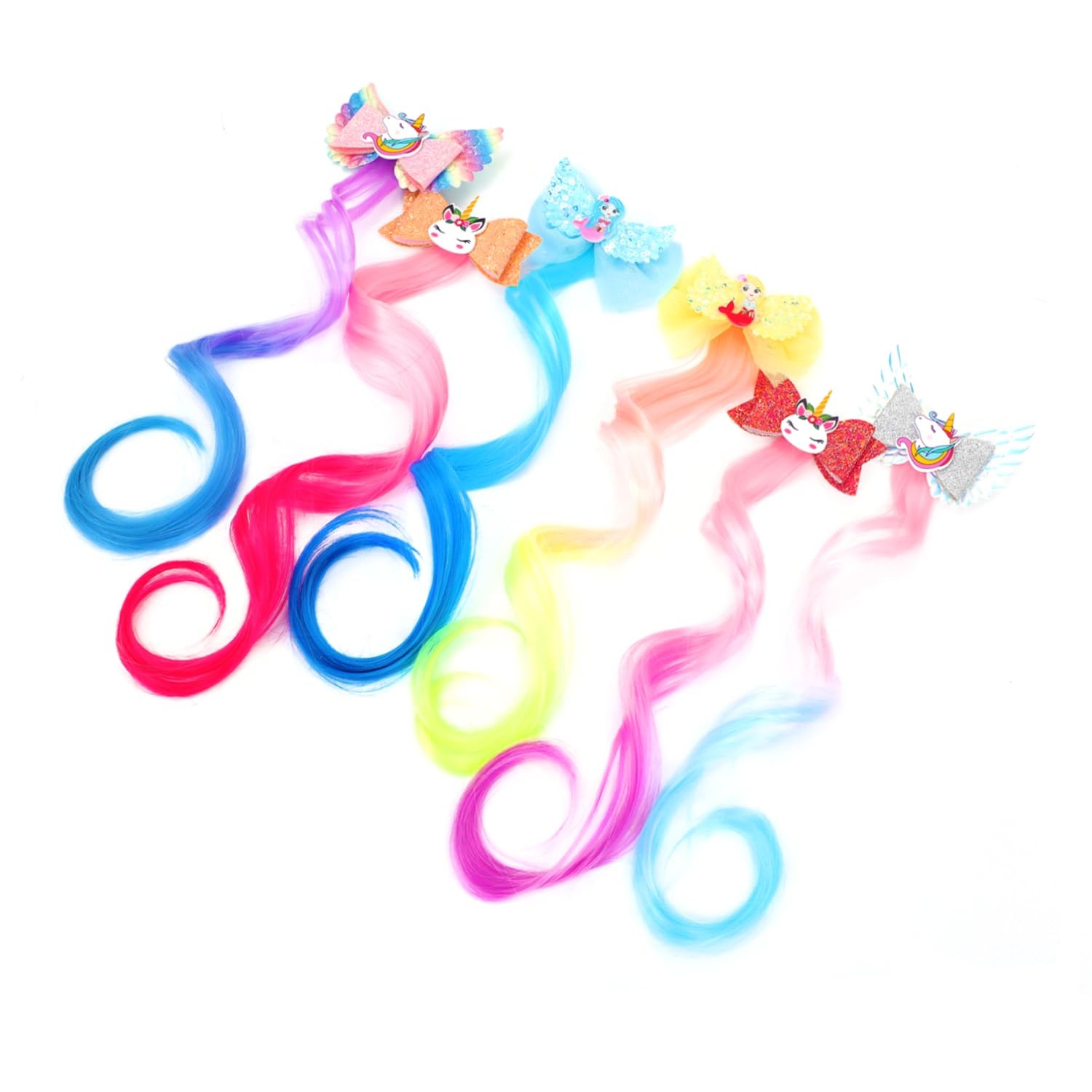 6 Pcs Hair Accessories for Girls,Bows Girls,Unicorn Clips Sparkling