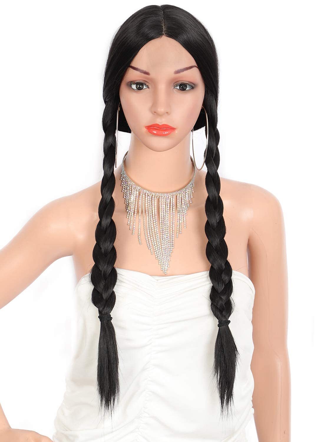 Long Silky Straight Lace Front Wigs Black Synthetic Wig Heat Safe Soft Daily USA