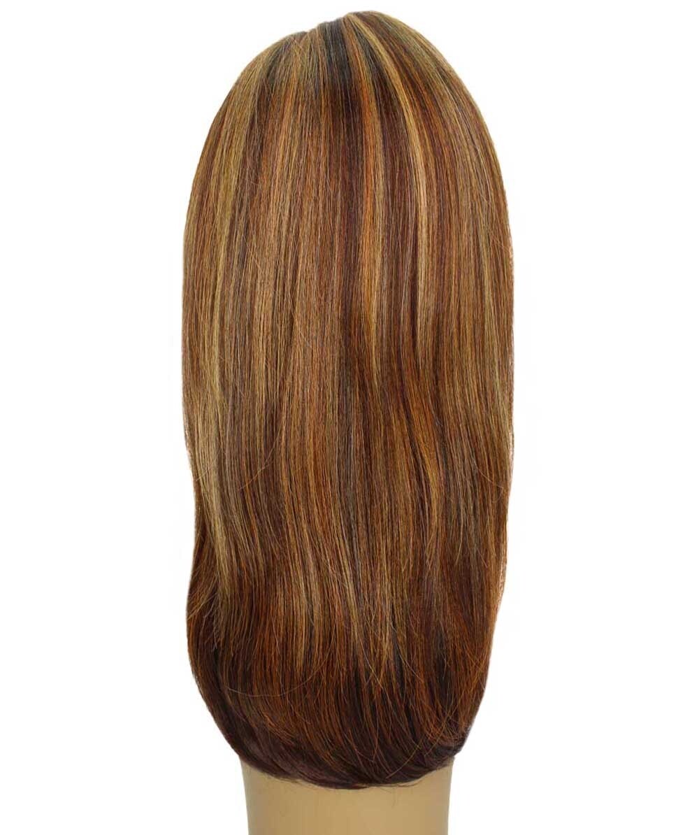 LUXLUXE Valona Straight 20 in 4X4 Hand Tied Lace Front Wig, Auburn Brown Blend