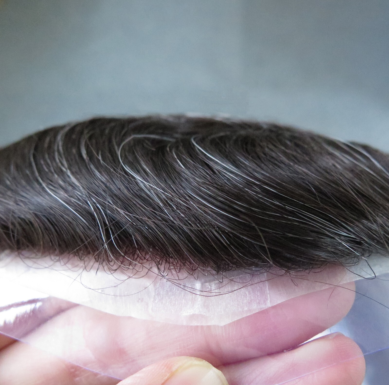 Mens Hair Replacement System Toupee 0.05mm Thin Skin Human Hairpieces BIO #1B10