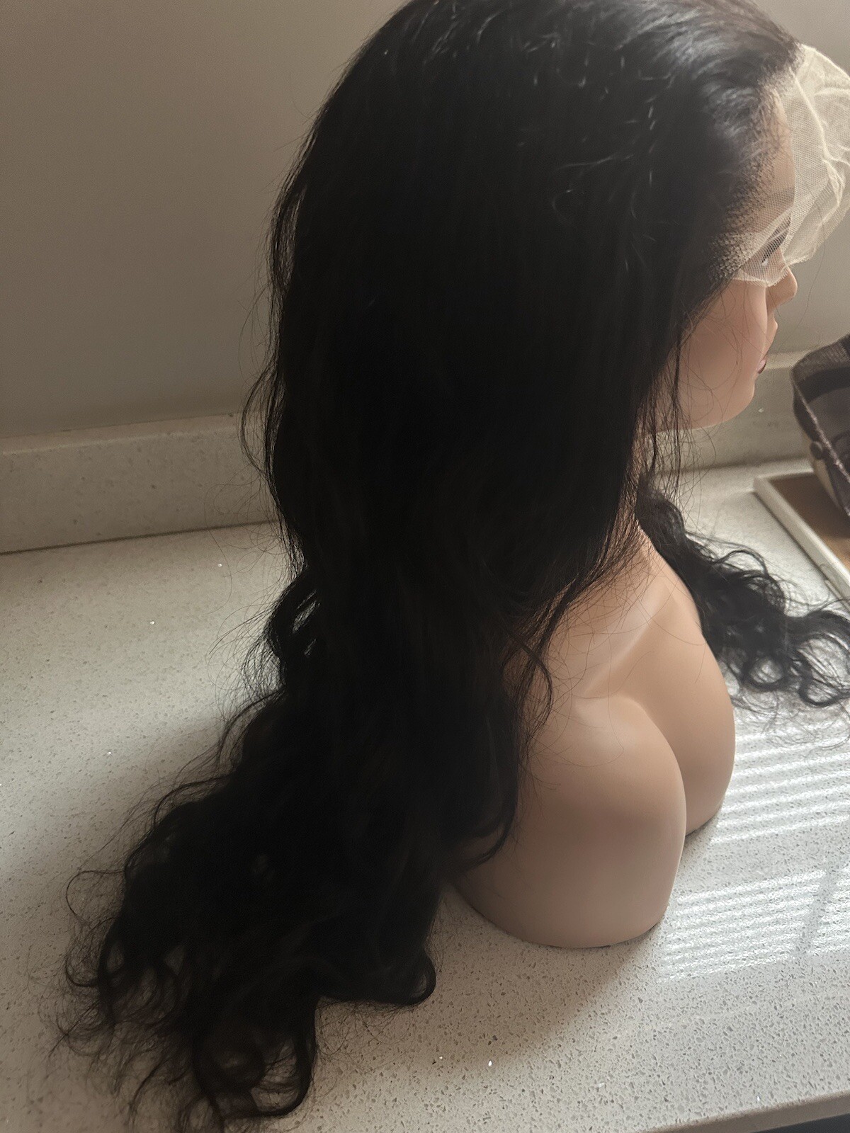 Wig Human Hair 26 Inches Lace Front 1b Wavy Long Dark Brown New Tags