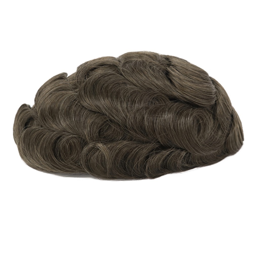 Toupee for Men Human Hair Replacement System 0.02mm Ultra Thin Skin Hairpieces#7