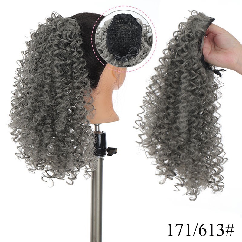 14″ Afro Kinky Curly Ponytail Deep Curly Pony Tail Drawstring Clip in Hairpieces