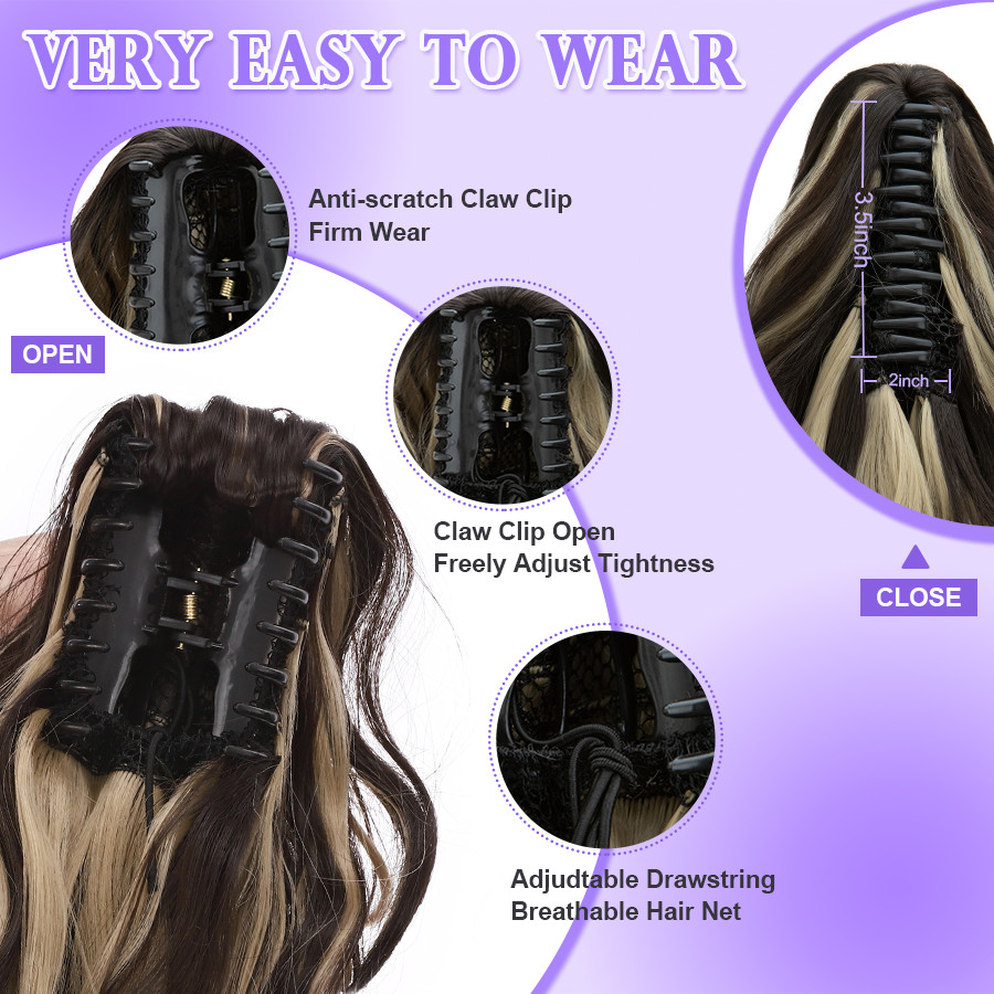 14″ Short Claw On Ponytail Hair Extensions Natural Clip Pony Tail Thick As Human