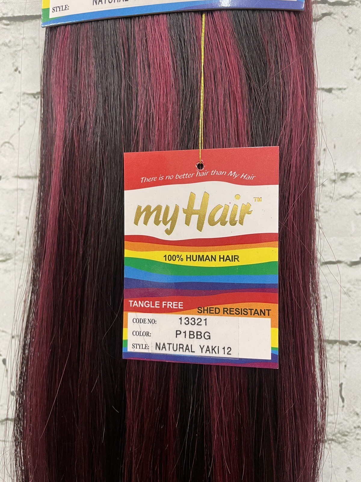 MY HAIR #P1B/BG 100% Human Hair Weaving extension 14″ NWT Off black/Burgundy