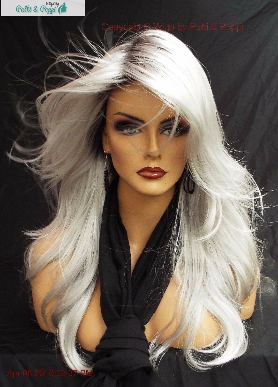 “ANGELICA” DESIGNER WIG ☆ #60 WHITE ROOTED ILLUMINA R LONG FLOWING WAVES SEXY