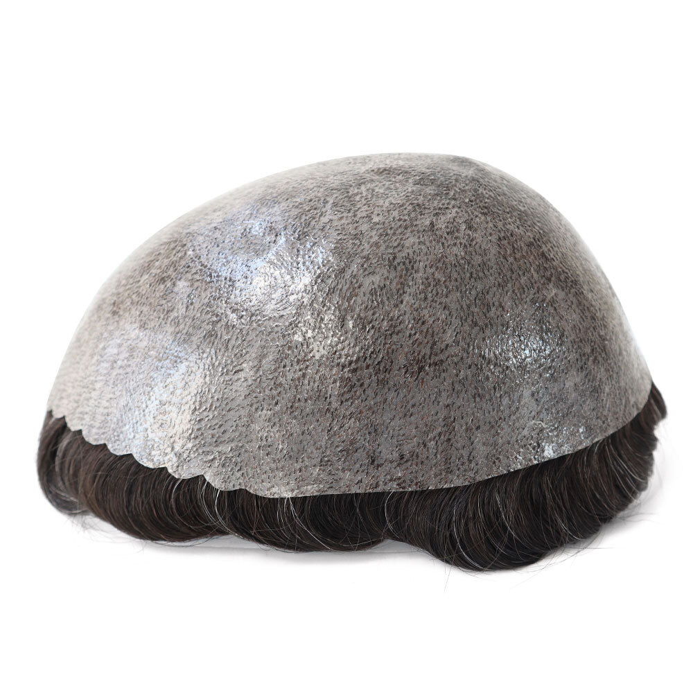 Mens Human Hair Replacement Injection Poly Skin System Toupee Hairpiece 8×10