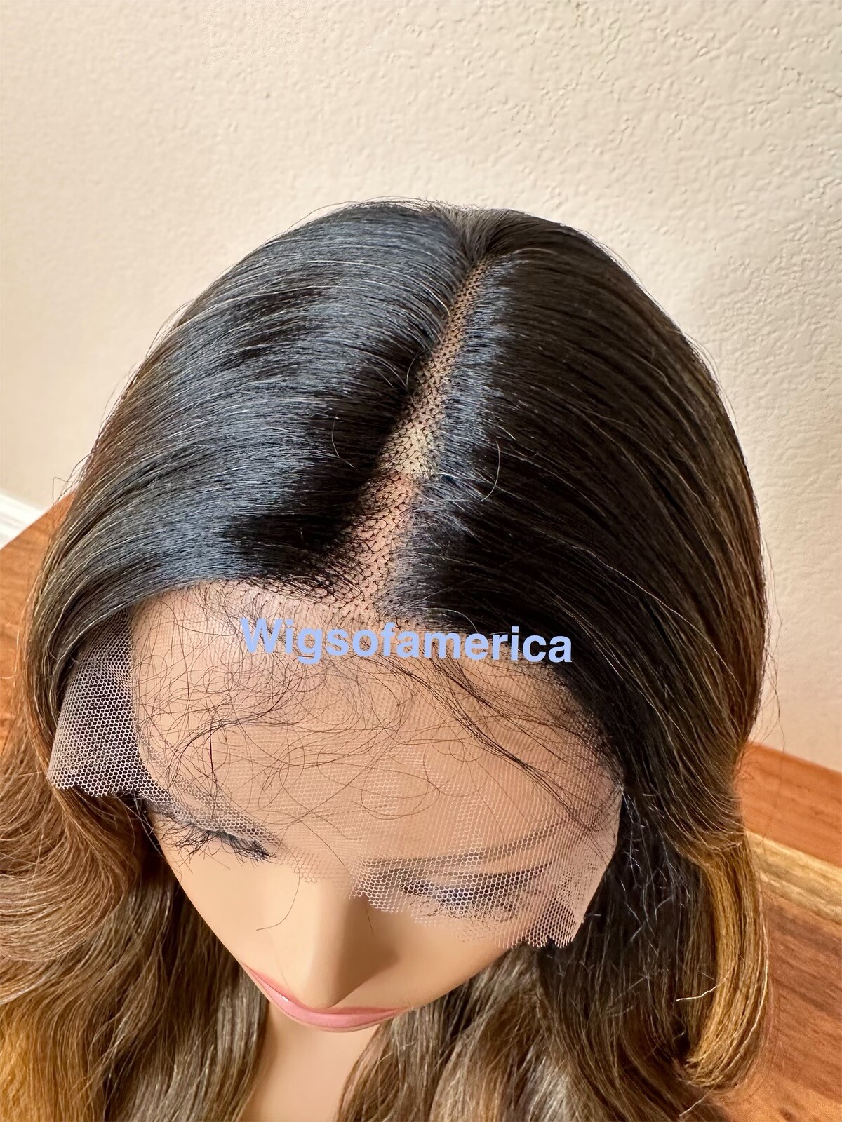 Honey Blonde Ombré Wig Wavy Layered Lace Front Middle Part 26 Inch Long Heat Ok