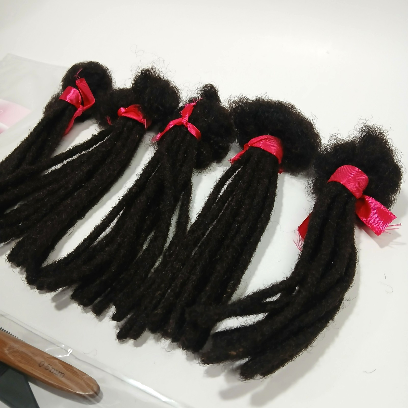 Vecago 50 Strands Loc Extensions Human Hair 6 inch 0.4cm Dreadlock 1B