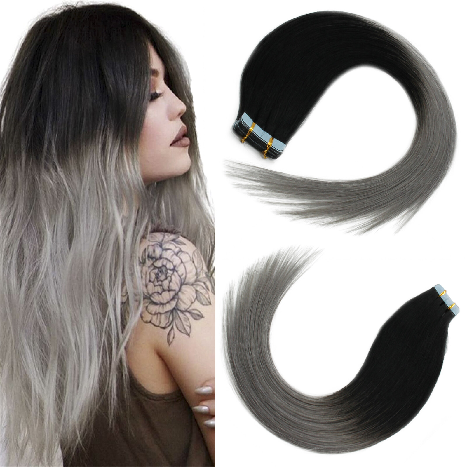 Invisible Tape in Remy Human Hair Extensions Skin Weft Full Head Russian Hair US