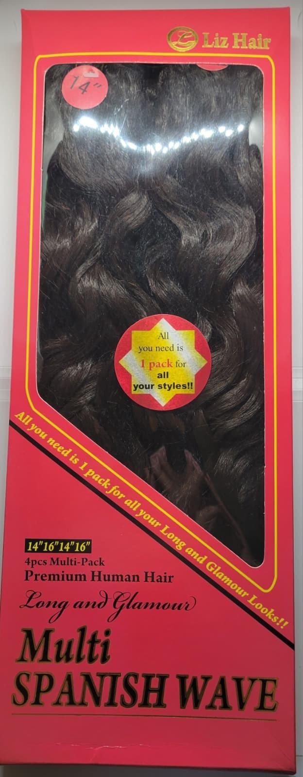 New Dark Brown Hair 4pcs Multi Pack 2×14″ 2×16″ Spanish Wave Extensions #4