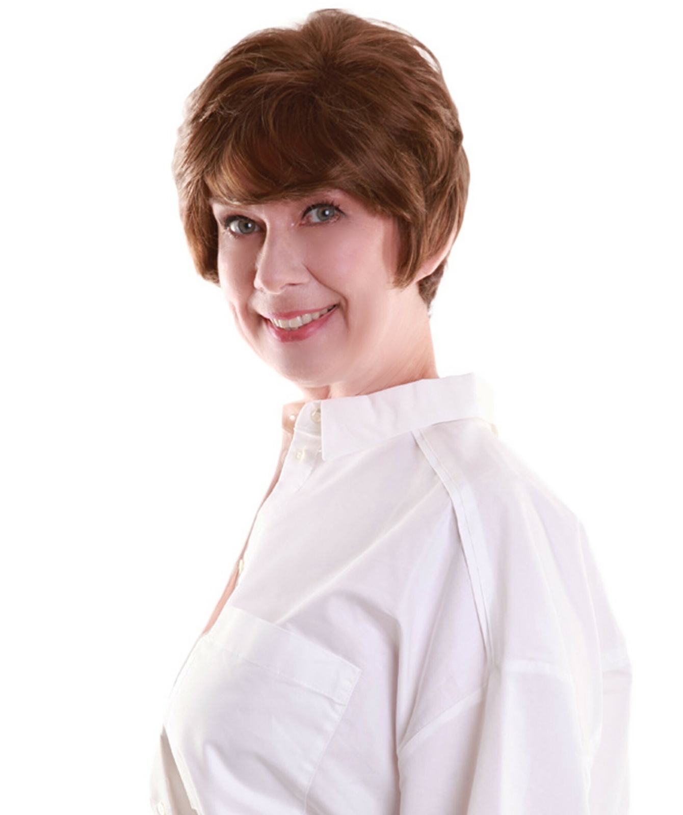Sophia – Straight Kanekalon Synthetic Fiber Full Wig, 1.5-6 in, Light Brown