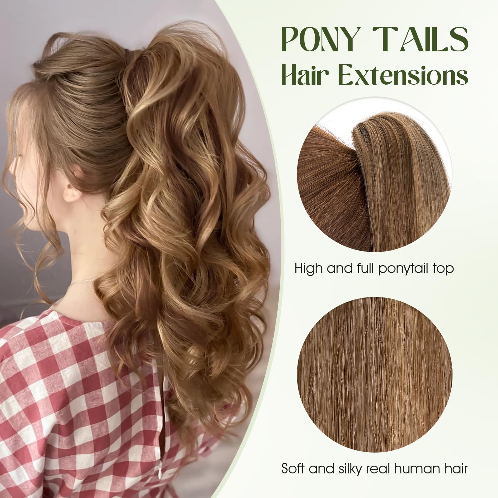 Charites Ponytail Extension 22 Inch Claw Clip Ponytail Extension Human Hair