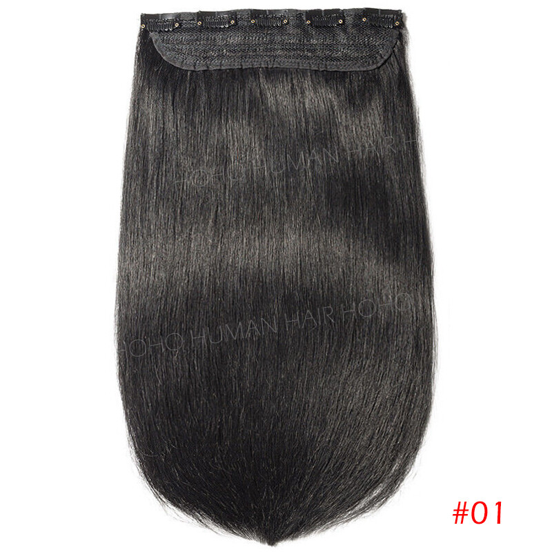 One Piece 9A Human Hair Extensions Clip In 100% Remy Real Weft Lucca Light Brown