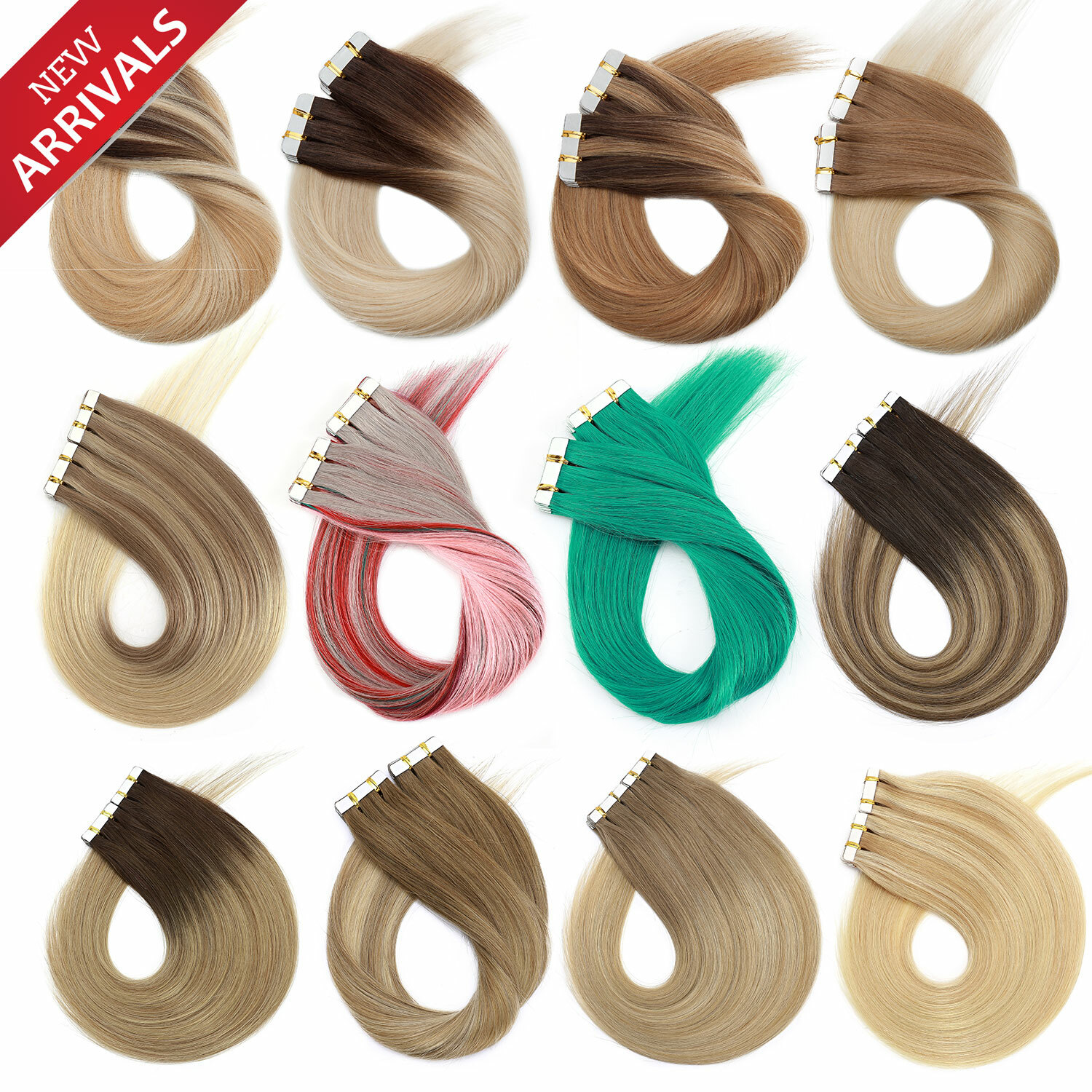 20/40/60PCS THICK Tape In 100% Remy Human Hair Extensions Russian Skin Weft GREY