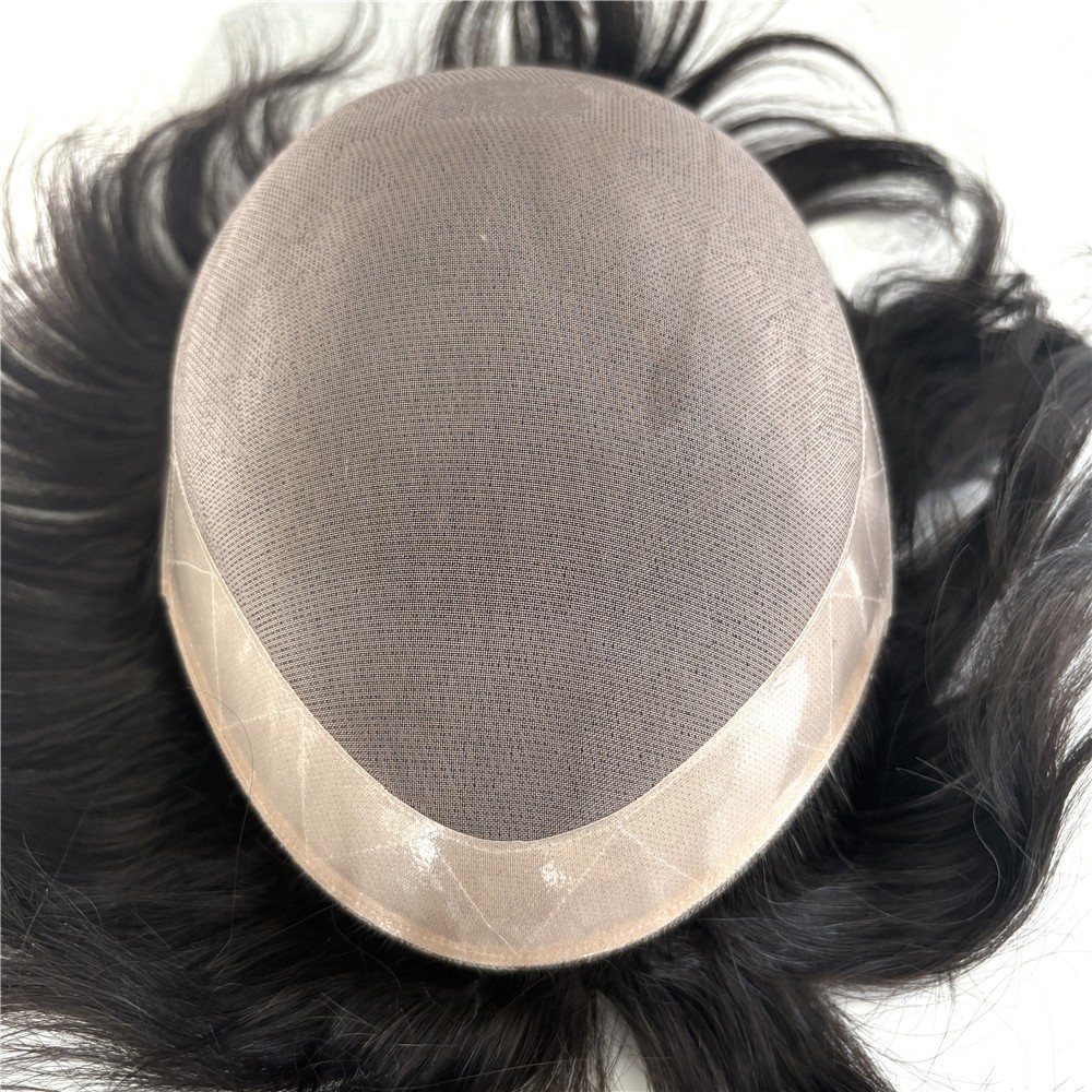 Toupee Men Hair Mono Poly Coating Human Hair Replecement System Toupee Hairpiece