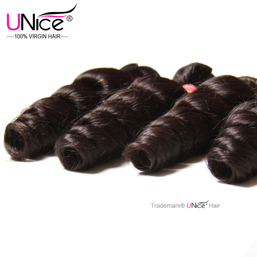 UNice Hair Indian Loose Wave Bundles Human Hair Extensions Virgin Hair Weaves US