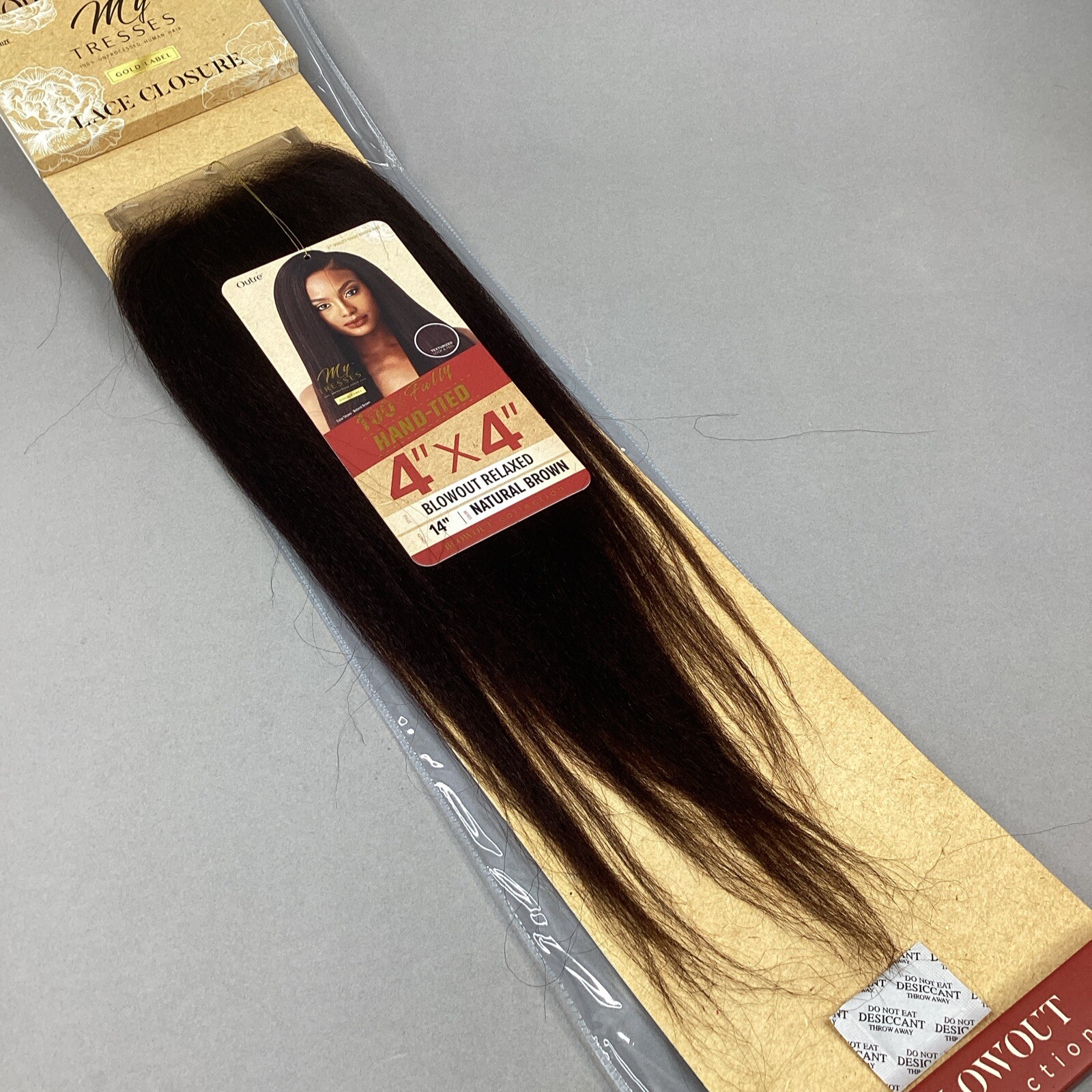 14” Blowout Relaxed Natural Brown 4×4 Free Part Lace Closure Unprocessed Human
