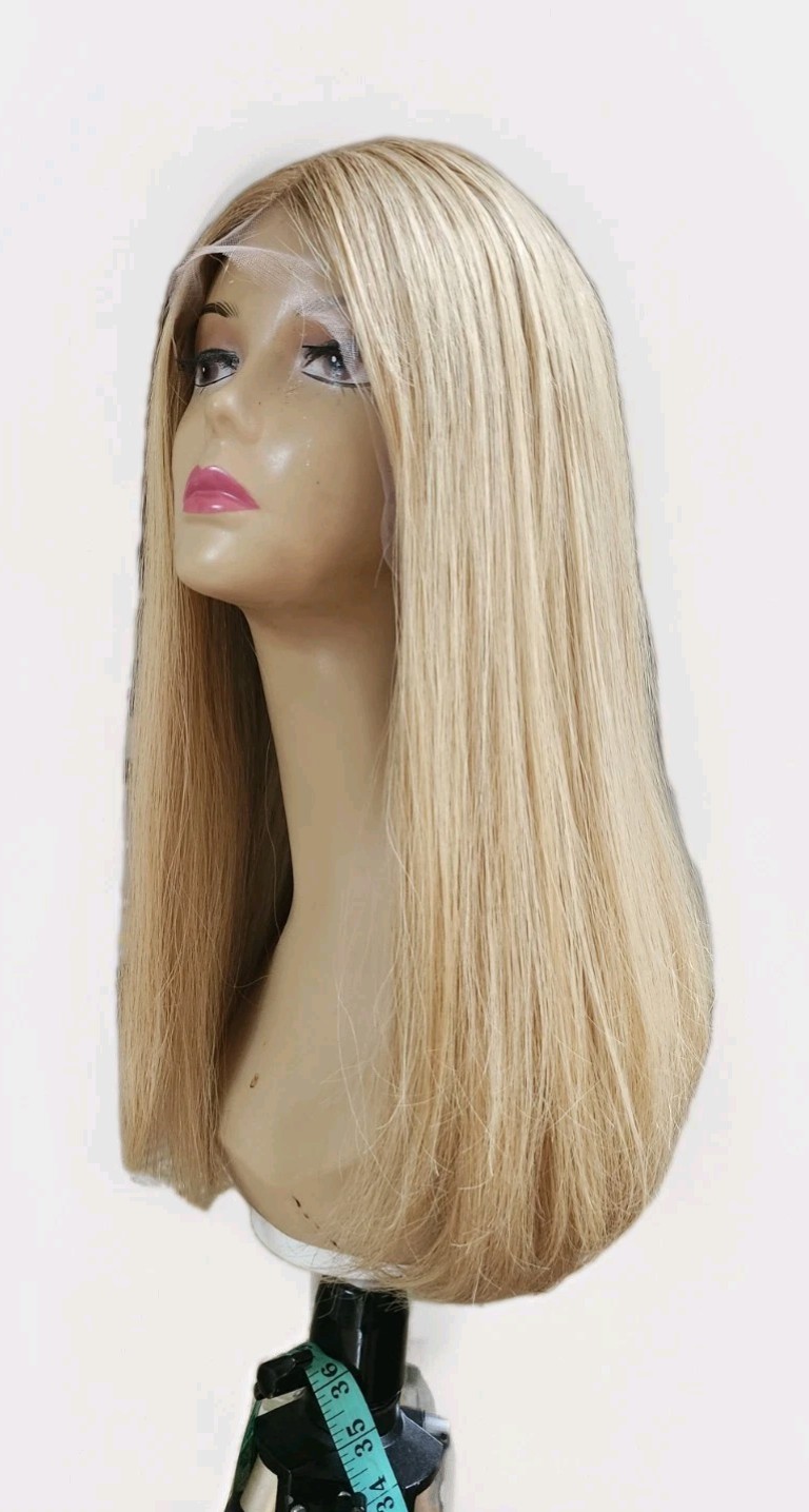 100% HUMAN HAIR A GOLDEN BLONDE LACE TOP WIG 22” M CAP