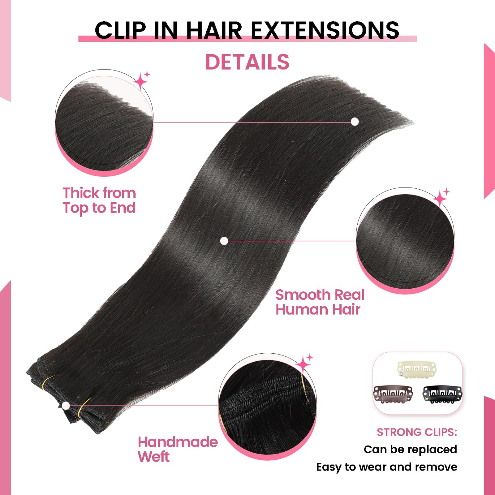 Cwrdk Clip In Hair Extensions Real Human Hair 22Inch 110G 100 Brazilian Remy
