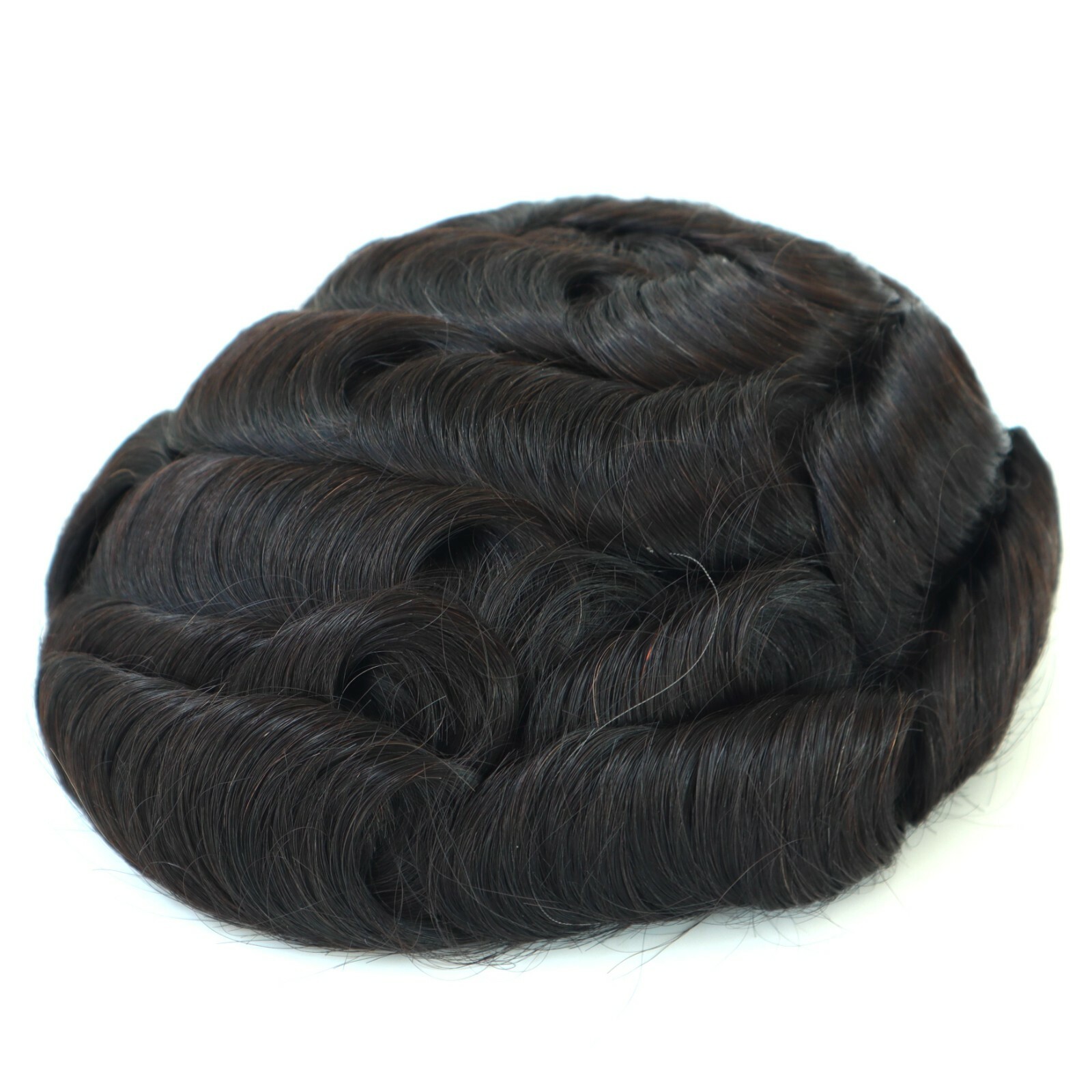 Mens Hair Replacement System Durable Fine Mono Toupee Indian Remy Hairpiece #1B