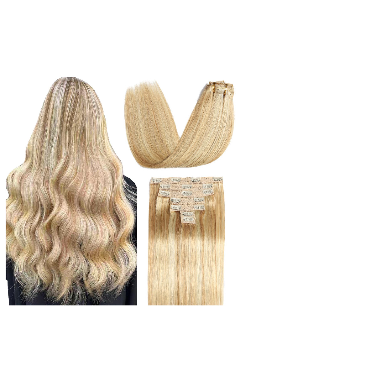 Sisily Clip In Hair Extensions Real Human Hair 16 Inch 70G Dirty Blonde To