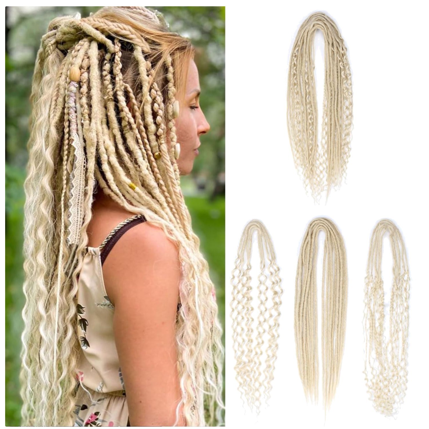 Unique Style Double Ended Dreads Extensions Set – 24″ Blonde;