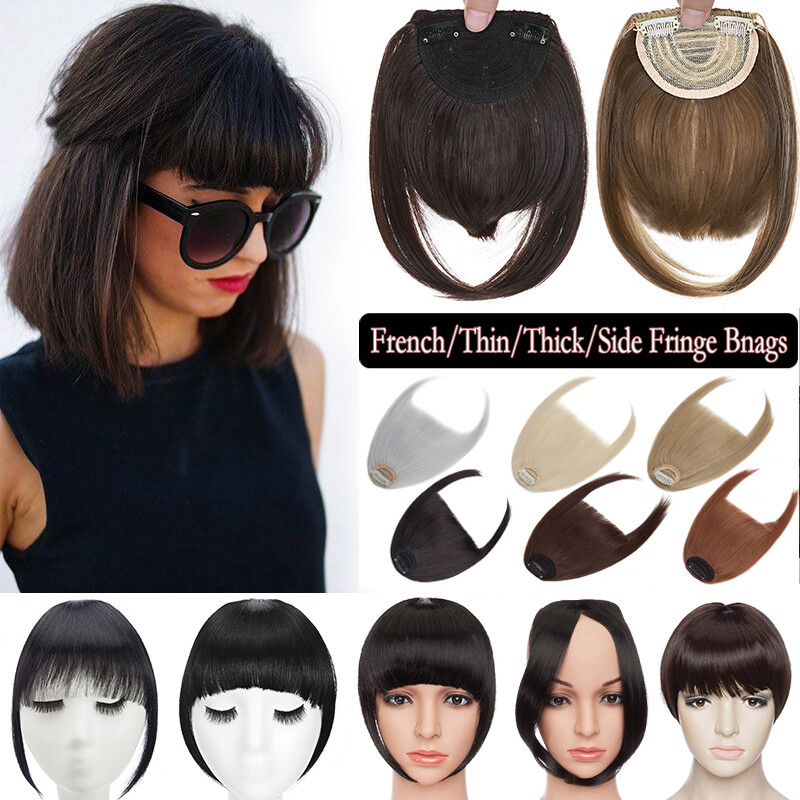 Air Bangs 100% as Human Real Hair Extensions Clip In Front Fringe Hairpiece Thin