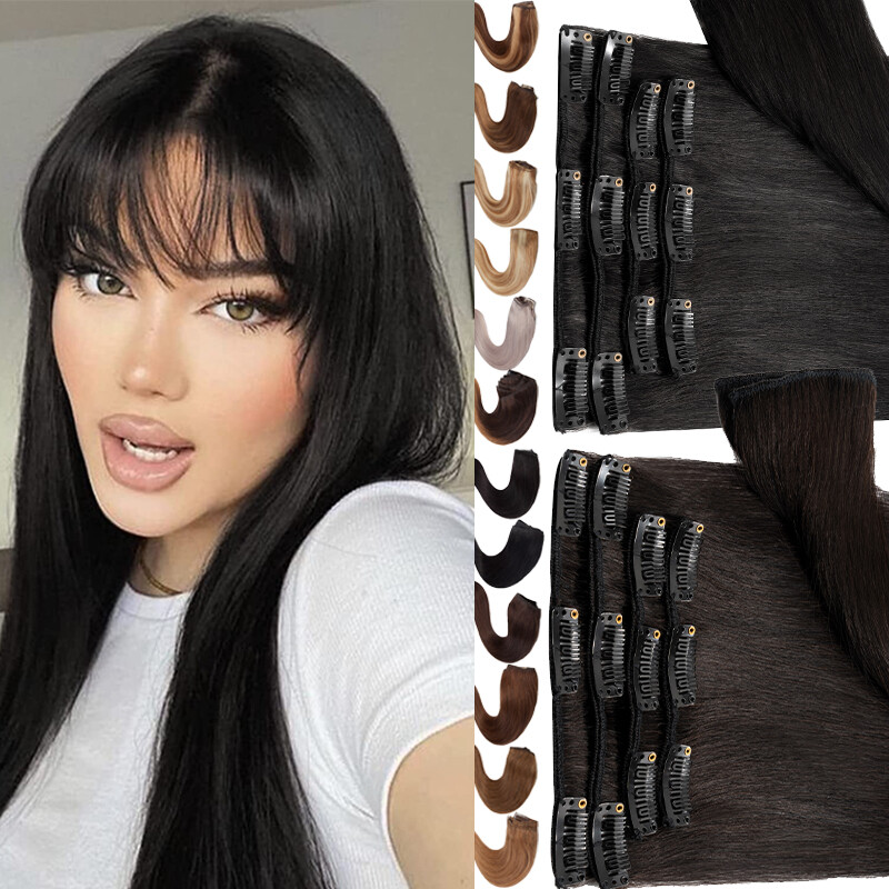 Premium Hair Extensions Clip In Real Remy Human Hair 8PCS Full Head Hairpiece US