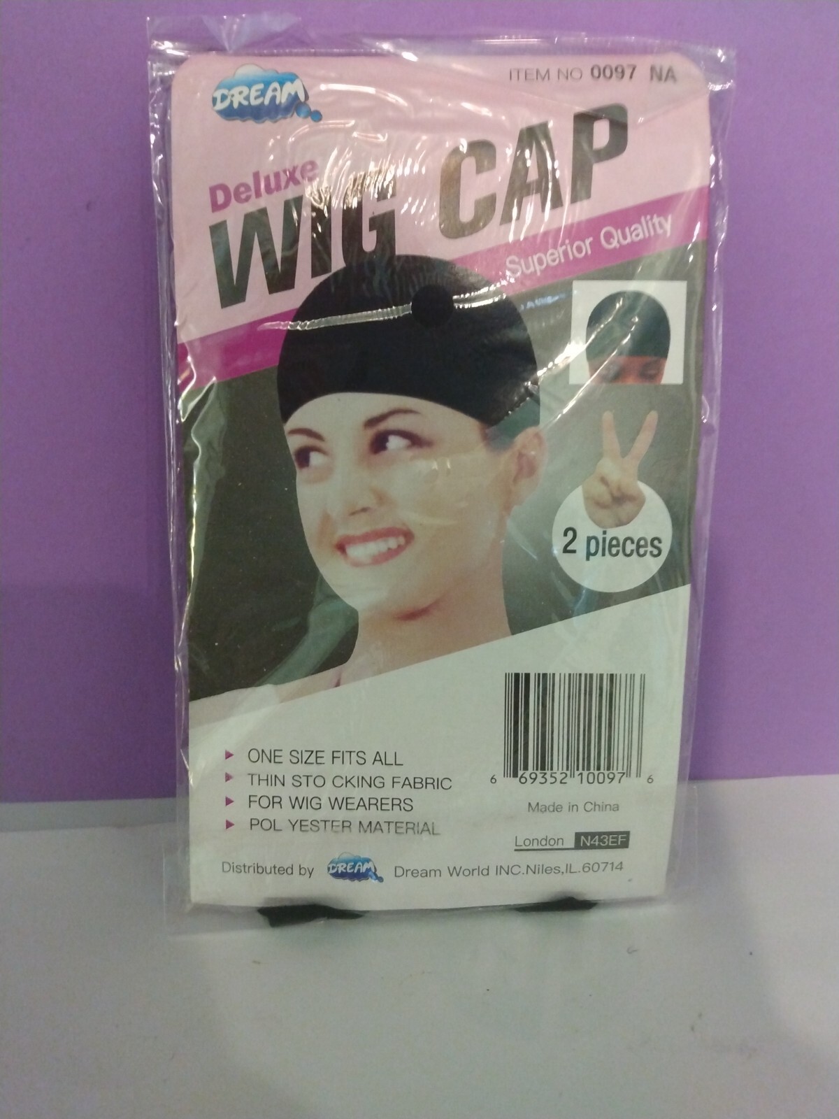 Dream Deluxe Wig Cap Black 2 pieces included New one size fits all