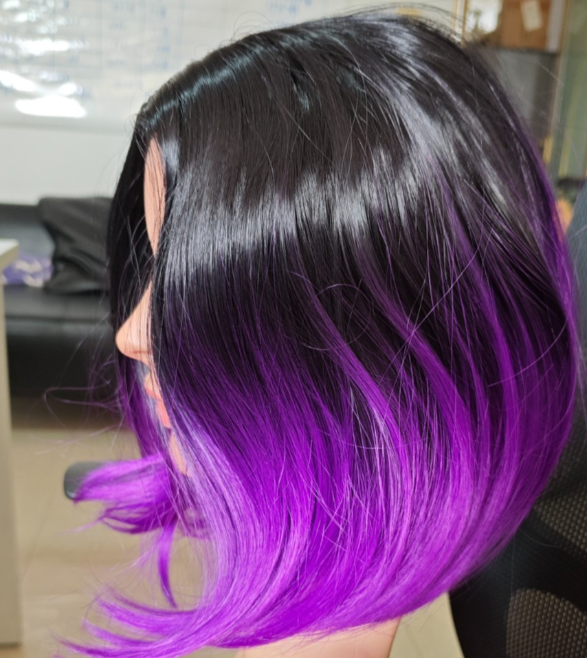 Ombre Black to Purple Wig Short Bob Wigs Shoulder Length Bob Hair Short Straigh
