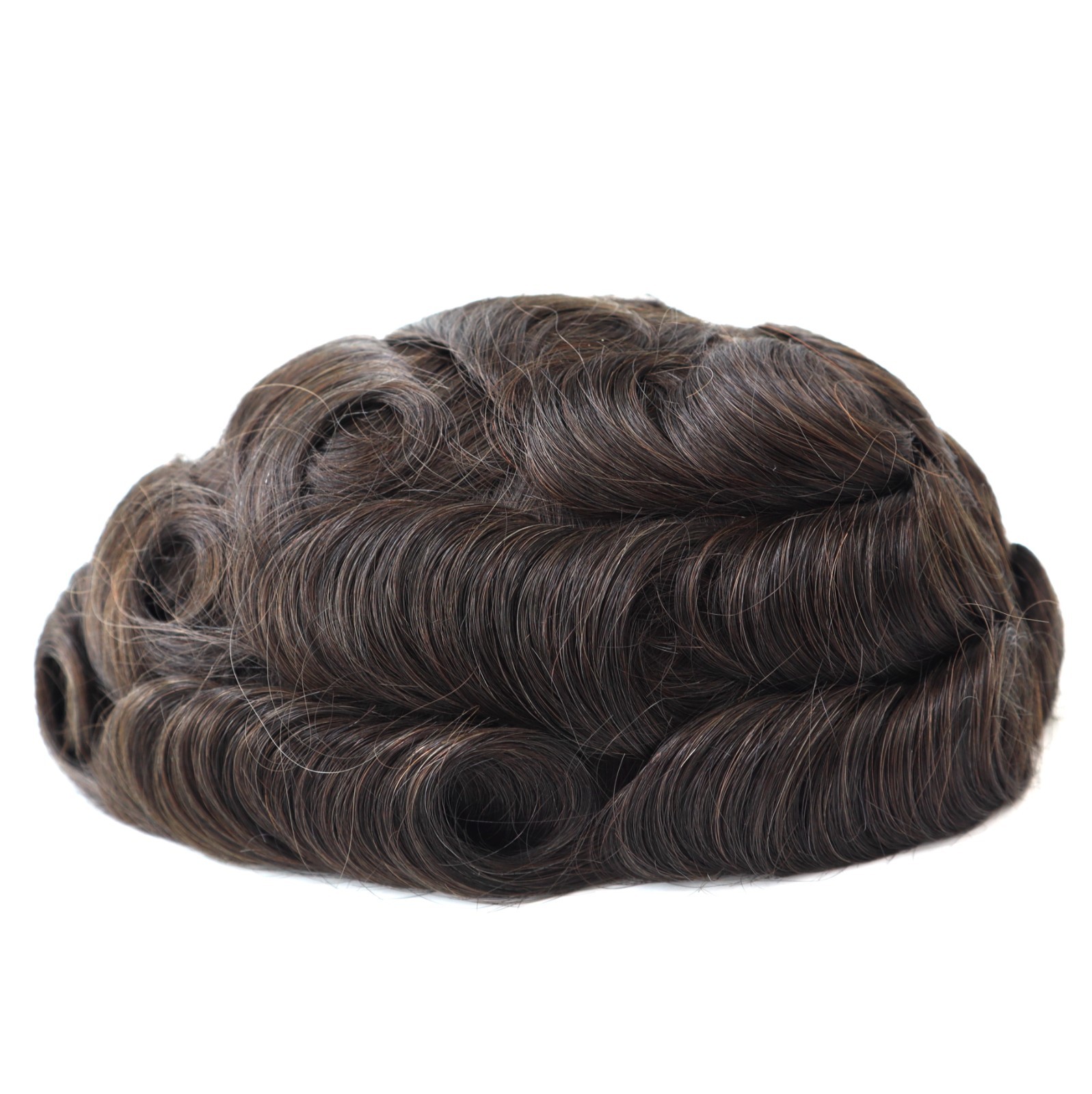 Mens Toupee Hair Replacement Hairpiece V-Loop Super Thin Skin Human Hair Systems