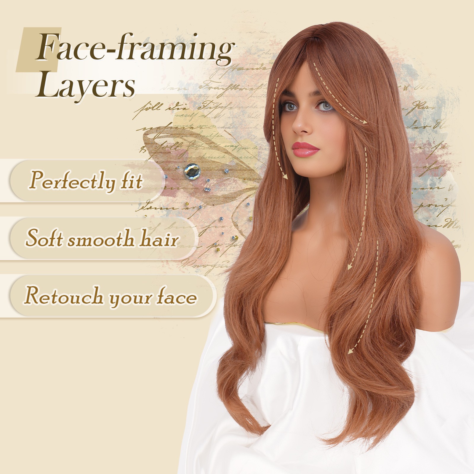 Middle Part Big Wave Long Curly Wig for Women Synthetic Full Head Daily Wig