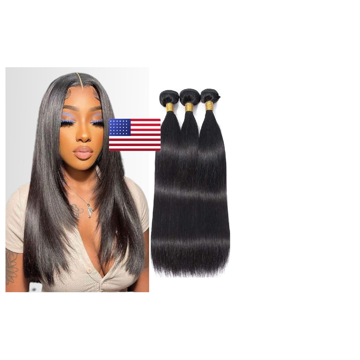 Feibin Straight Human Hair Bundles 16 18 20 Inch Trippy Hair Quick Weave 3