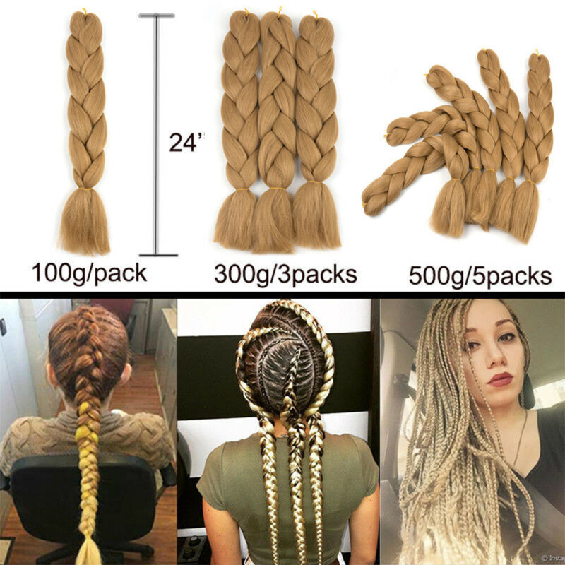 24″ Jumbo Braiding Hair Extensions Kanekalon Synthetic Yaki Afro Box Twist Braid
