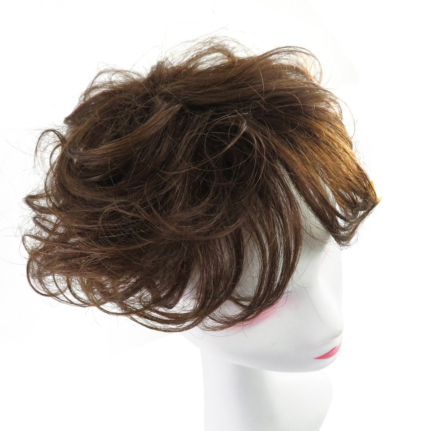 Short Curly Wavy Human Hair Topper Clip in Top Hairpiece Closure Replacement