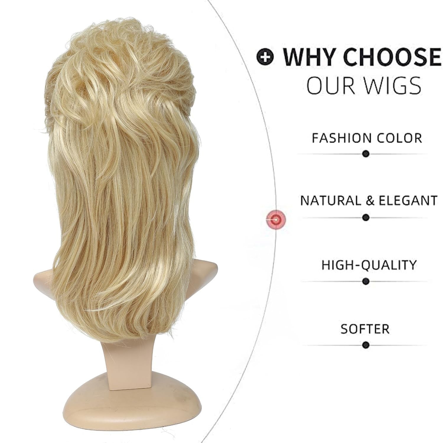 80s Light Blonde Mullet Wig for Women – Authentic Costume Accessory