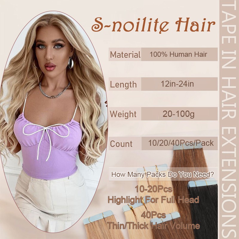 Thick 100G Tape In Remy Human Hair Extensions Full Head Skin Weft Balayage Ombre