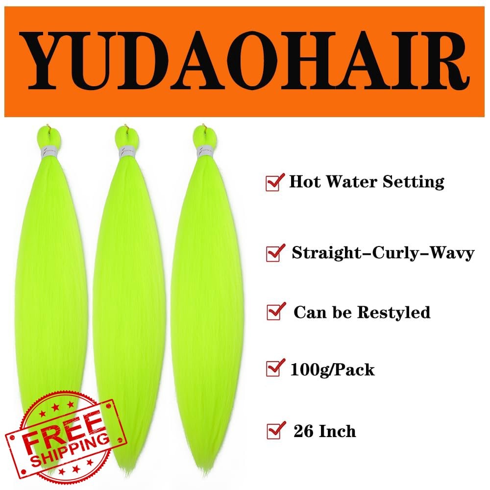 YUDAOHAIR 26 Inch Braiding Hair Yellow Green