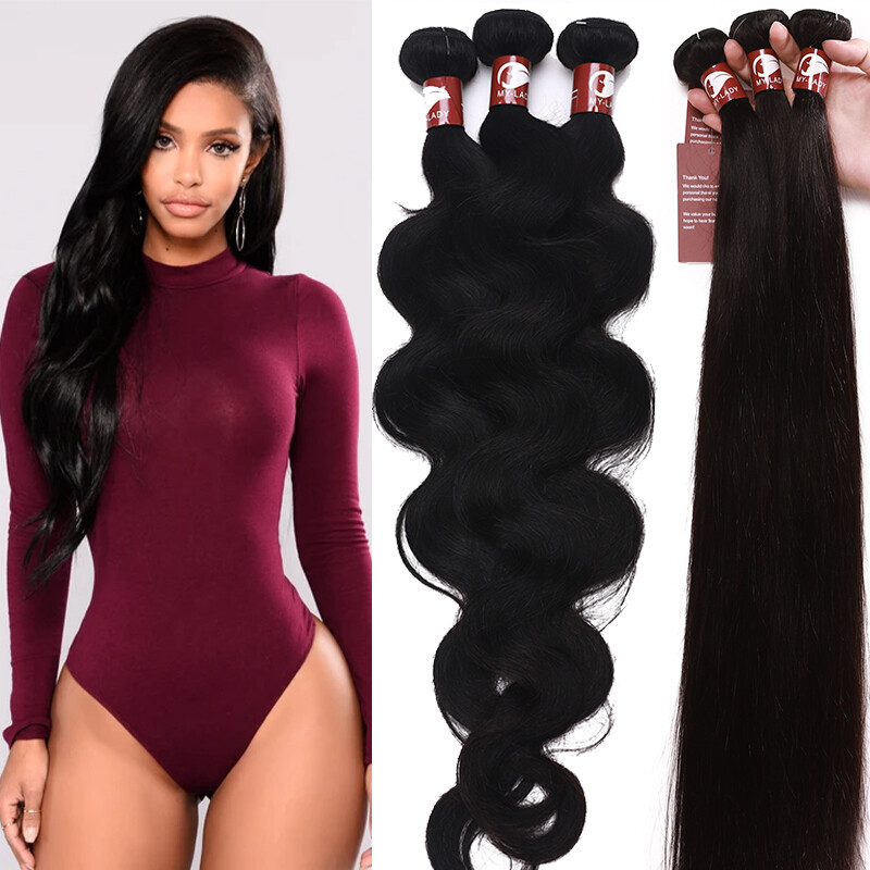 Human Hair Extensions Virgin Hair Weave Brazilian/Indian Bundles Body Weve Black
