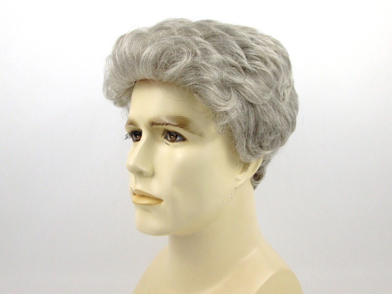MENS MALE SHORT HAIR STRAIGHT NATURAL WAVY BRUSHED BACK FULL WIG STEVE COSTUME