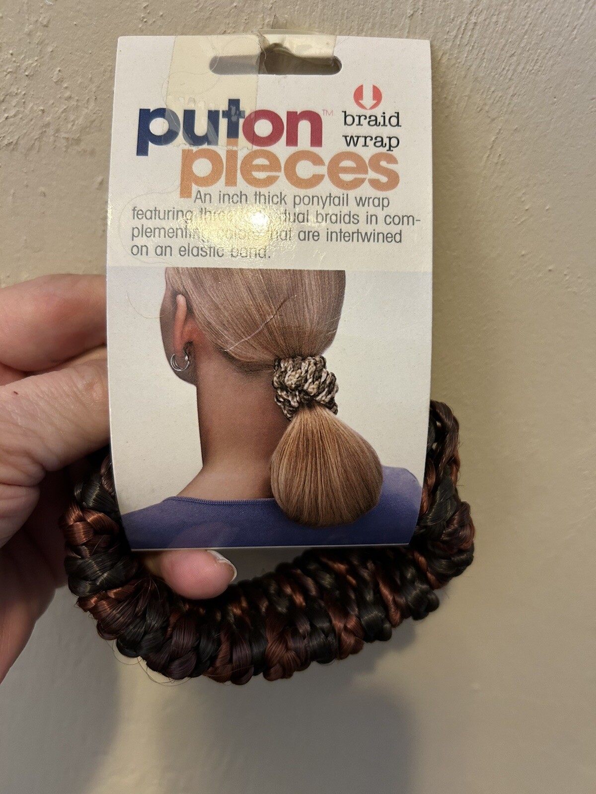 Hair U Wear Auburn blend Ponytail Braided “Hair” Wrap Scrunchy~Cover rubber band